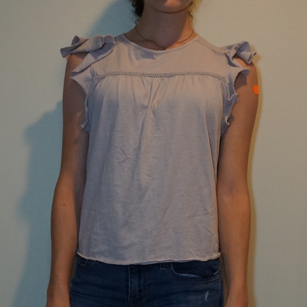 Abercrombie Blush Pink Ruffle-Sleeved Tank Top